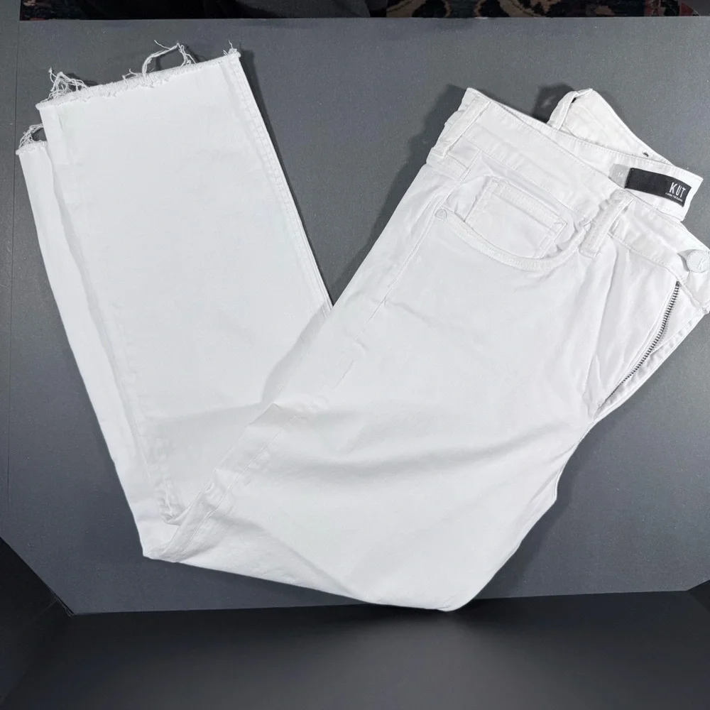 Kut from the Kloth Rachael Fab Ab Optic White Straight leg Jeans - Picture 1 of 11